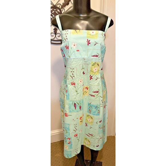 16 Yves Cossette Depeche Mode Floral Sundress Turquoise Zipper NWT - Picture 3 of 8